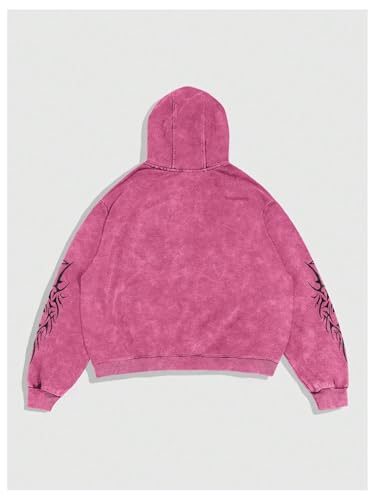 WDIRARA Men's Gothic Graphic Zip Up Hoodie Long Sleeve